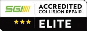 SGI Accredited Collision Repair Elite badge with three stars.